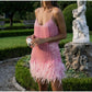 🔥Last Day Promotion 49% OFF💝Women's Feather Fringe Sequin Spaghetti Strap Dress
