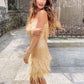 🔥Last Day Promotion 49% OFF💝Women's Feather Fringe Sequin Spaghetti Strap Dress