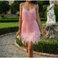 🔥Last Day Promotion 49% OFF💝Women's Feather Fringe Sequin Spaghetti Strap Dress