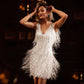 🔥Last Day Promotion 49% OFF💝Women's Feather Fringe Sequin Spaghetti Strap Dress