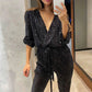 🎁Christmas Sale - 50% OFF💕Women's Sparkly V Neck Belted Jumpsuits