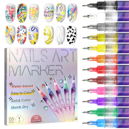 🎁LAST WEEK SPECIAL PRICE：￡9.99!⏳12 Colors Nail Art Pens Set🎨💅