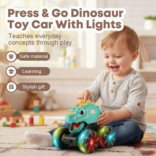 🎅🦖2025 Hot Sale 50% OFF🔥Press & Go Dinosaur Toy Car with Lights🎁